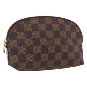 LOUIS VUITTON Damier Ebene Pochette Cosmetic PM Pouch N47516 LV Auth 163008